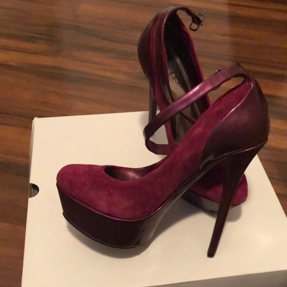 Berry Color Leather Platform - Picture 2 of 3